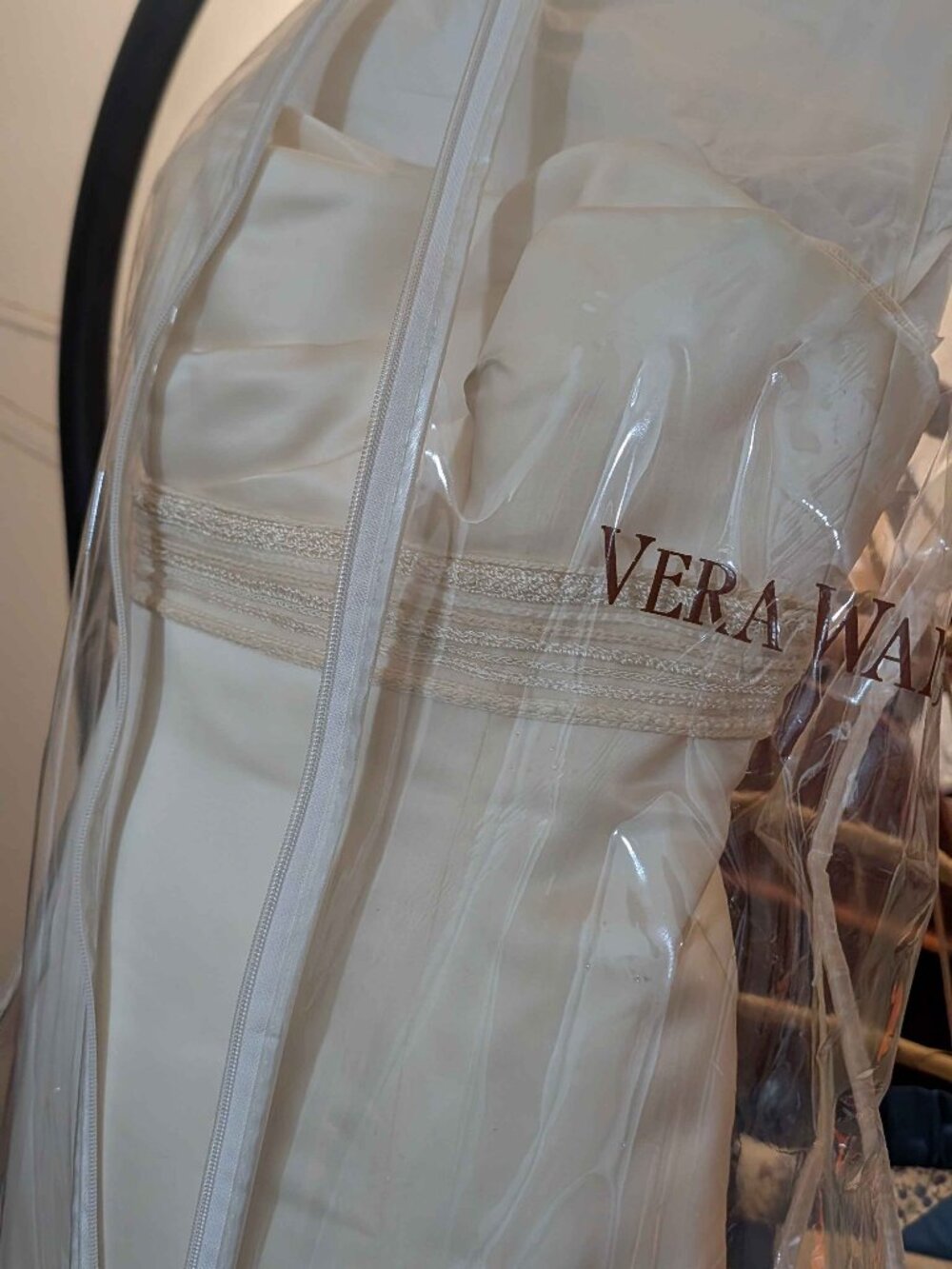Used Vera Wang Ivory Satin Wedding Dress - Size 8 - Sleeveless - Bridal VW1G087